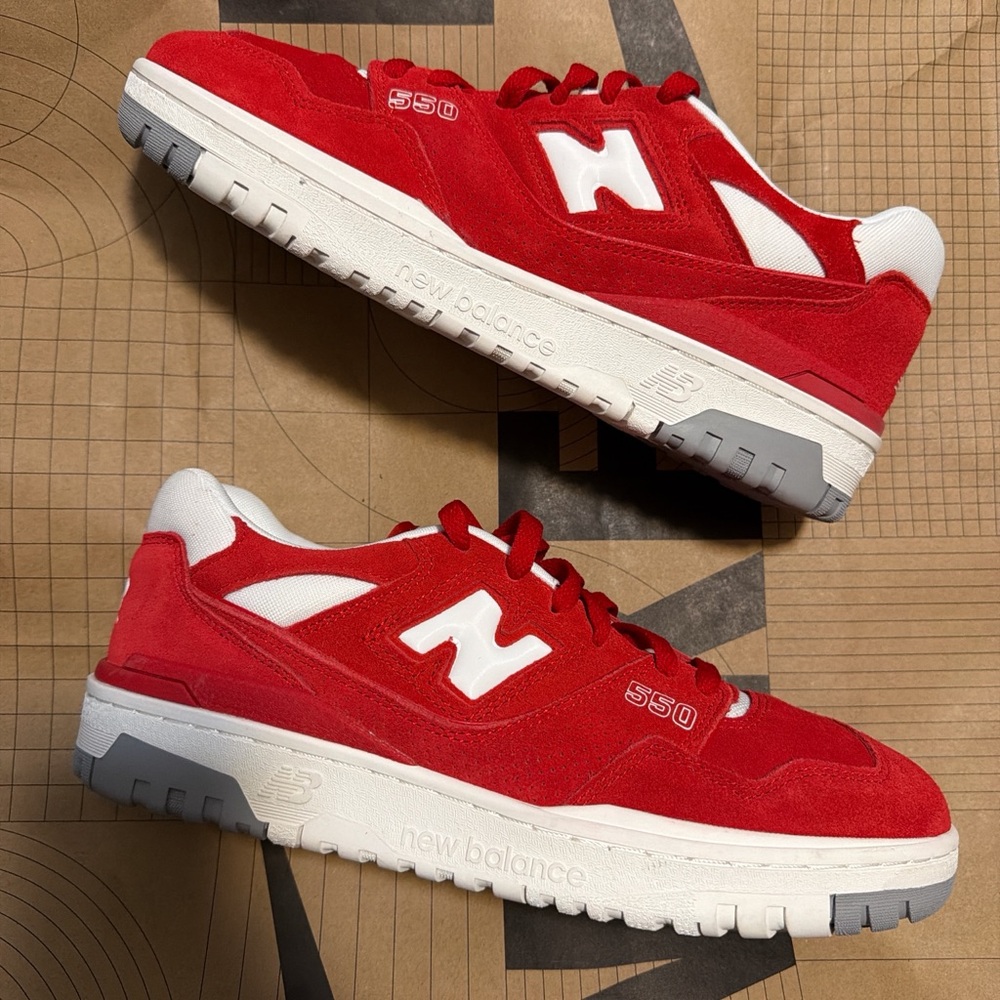 New Balance 550 Red and White Sneakers